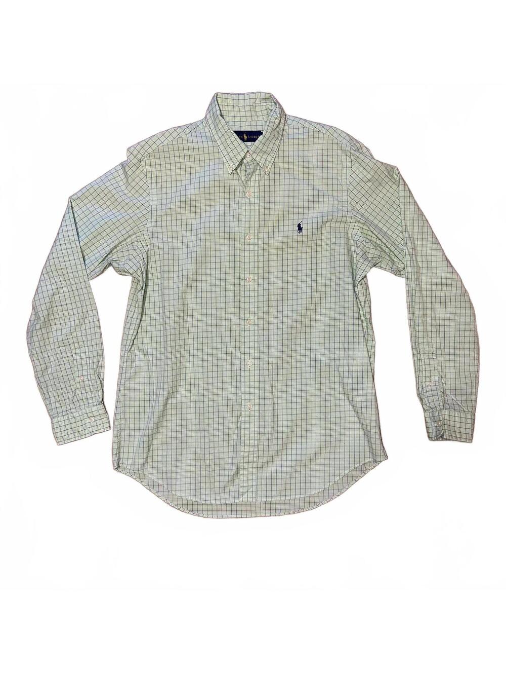 Ralph Lauren Shirt Long Sleeve Polo Green Plaid Size Large